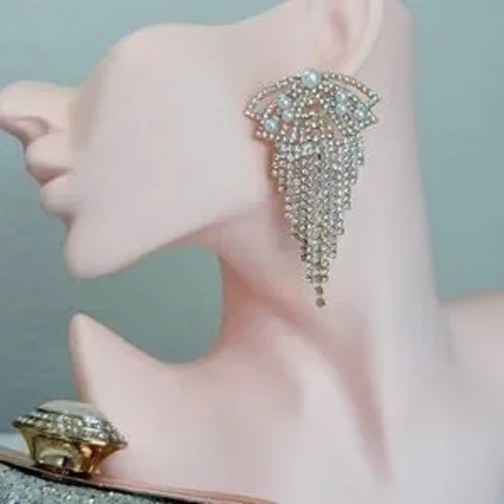 Chic Gold and Clear Crystal Dangle Earrings